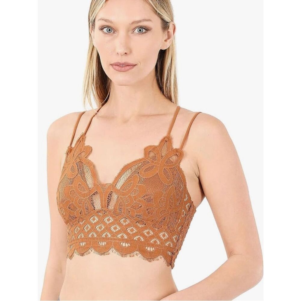 Zenana NWT Rust Lace Bralette Boho Crochet Style Varies Size Available